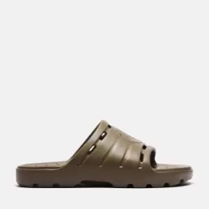 Image of Timberland All Gender Get Outslide Sandal In Greige Green Product gender genderless, Size 10.5