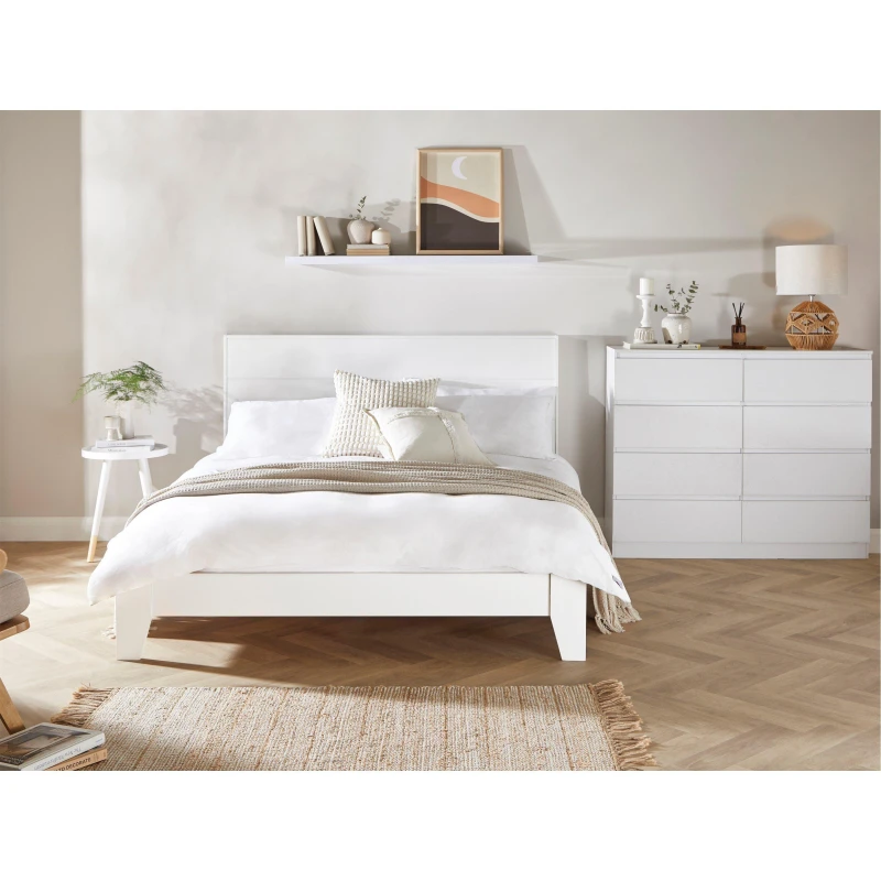 Image of Homelife Locke Double Wooden Bed - White White One Size
