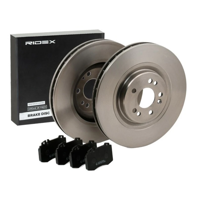 Image of RIDEX 3405B0476 Brake disc and pads set Front Axle, Brake Disc Type: Vented Brake Set,disc brakes (3405)