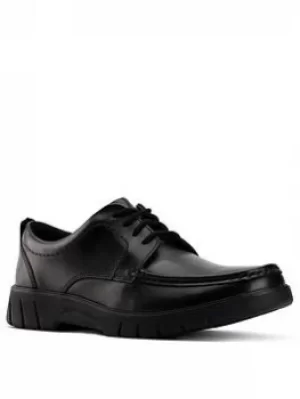 Image of Clarks Kids Branch Lace School Shoe, Black Leather, Size 3 Older