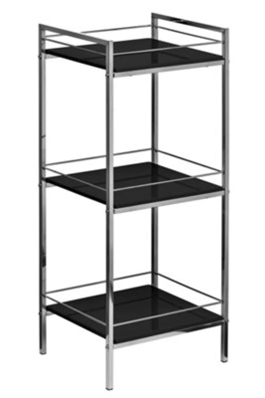 Image of Premier Housewares Interiors by Premier 3 Tier Black High Gloss Shelf Unit, Modern Black Shelving Unit, Open Living Room Shelving Unit, Storage Unit B