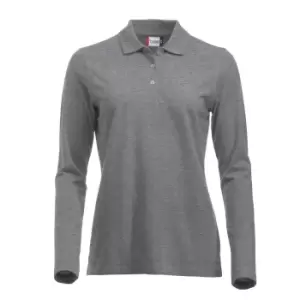 Image of Clique Womens/Ladies Classic Marion Melange Long-Sleeved Polo Shirt (L) (Grey Melange)