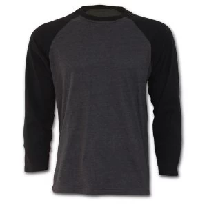 Image of Urban Fashion Raglan Contrast Mens Small Long Sleeve T-Shirt - Black