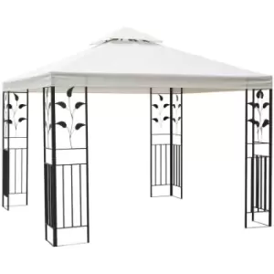 image of 3m x 3m Outdoor Decorative Garden Gazebo Canopy Steel Frame - Cream - Outsunny