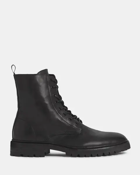 Image of AllSaints Mens Leather Classic Smooth Tobias Boots, Black, Size: UK 10