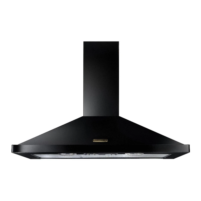 Image of Rangemaster RHDC90BL/B 90cm Chimney Hood With Brass Badge - BLACK RHDC90BL/B