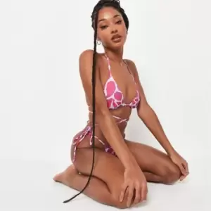 Image of Missguided Animal Print Triangle Wrap Around Bikini Top - Pink