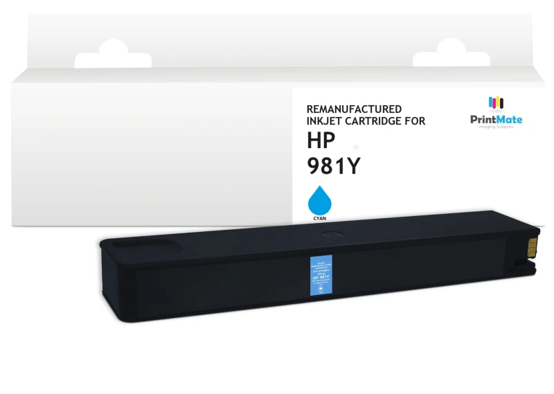 Image of PrintMate HP 981Y. remanufactured ink cartridge. high capacity. Cyan 1