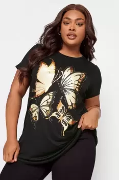 Image of Butterfly Print Glitter T-Shirt