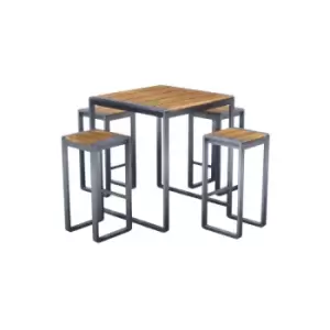 Image of Ivyline Spitalfields Tall Acacia Wood 5 Piece Furniture Set - Brown