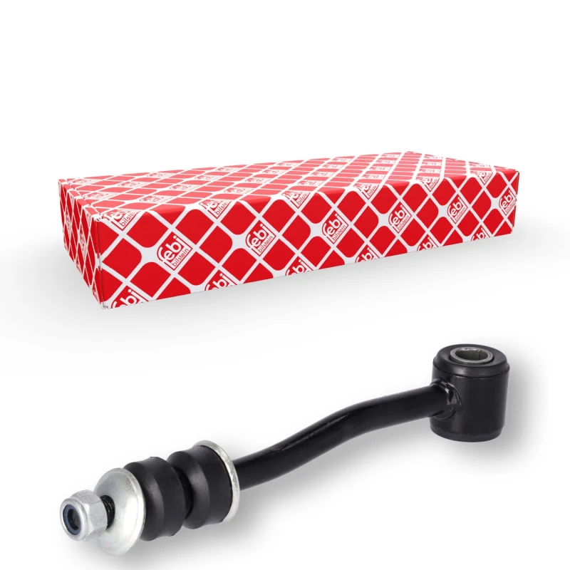 Image of FEBI BILSTEIN 41019 Anti-roll bar link Front Axle Right, with rubber mounts, with nut Steel Link Stabiliser (3229)