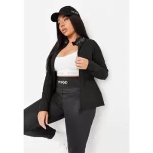 image of Missguided Plus Soft Luxe Zip Thru Jacket - Black