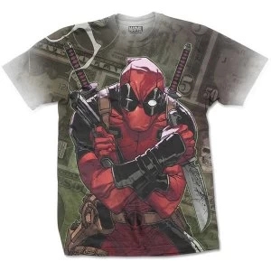 Image of Marvel Comics - Deadpool Cash Unisex XX-Large T-Shirt - Sublimated,White
