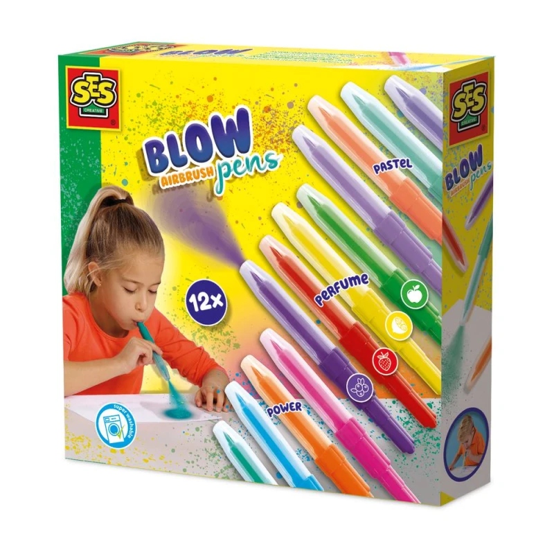 Image of SES Creative Blow Airbrush Pens - Power Pastel & Perfume 12 Pieces Multicolor Unisex