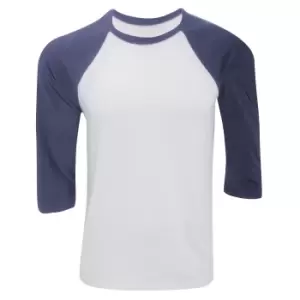 Image of Canvas Mens 3/4 Sleeve Baseball T-Shirt (XS) (White/Denim)