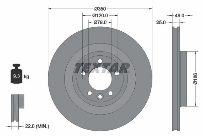 Image of Brake disc TEXTAR 92278403