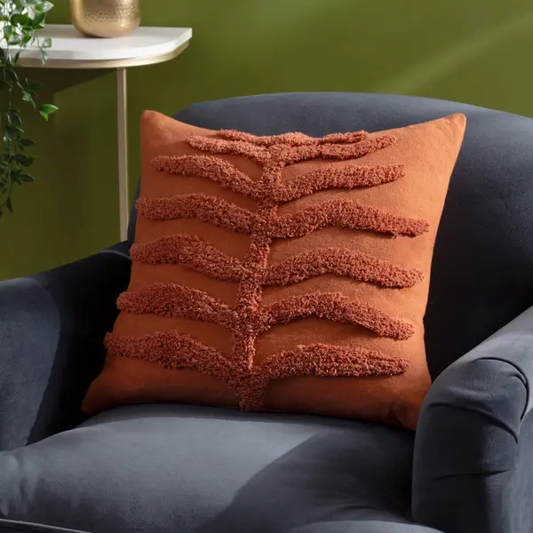 Image of Dakota Tufted Cushion Rust, Rust / 45 x 45cm / Polyester Filled