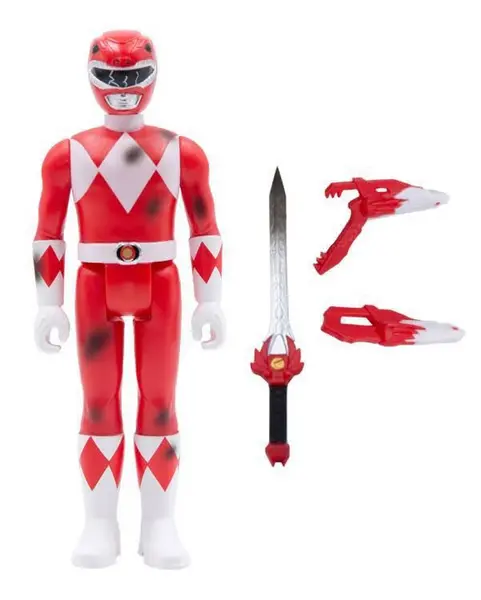 Image of Mighty Morphin Power Rangers ReAction Action Figure Red Ranger (Battle Damaged) 10 cm
