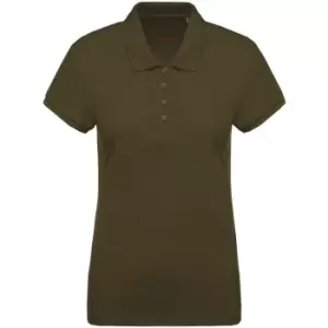 image of Kariban Womens/Ladies Organic Pique Polo Shirt (S) (Moss Green)