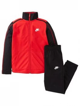 Image of Boys, Nike Unisex NSW Futura Poly Cuff Tracksuit - Red, Size M=10-12 Years