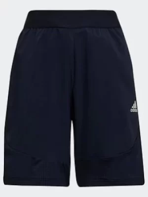 Image of Boys, adidas Xfg Aeroready Sport Shorts, Blue/White, Size 7-8 Years