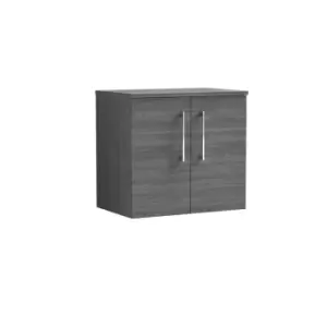 image of Nuie Arno 600mm Wall Hung 2 Door Vanity & Worktop Anthracite