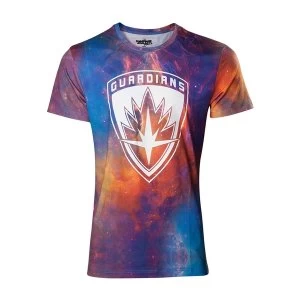 Image of Marvel Comics Guardians of the Galaxy Vol. 2 Mens Small All-over Galaxy T-Shirt - Multicolour