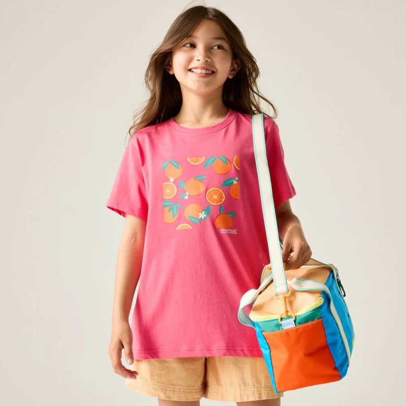 Image of Regatta Bosley Short Sleeved Graphic T-Shirt in Pink Size: 3-4 Years Pink Unisex 3-4 Years