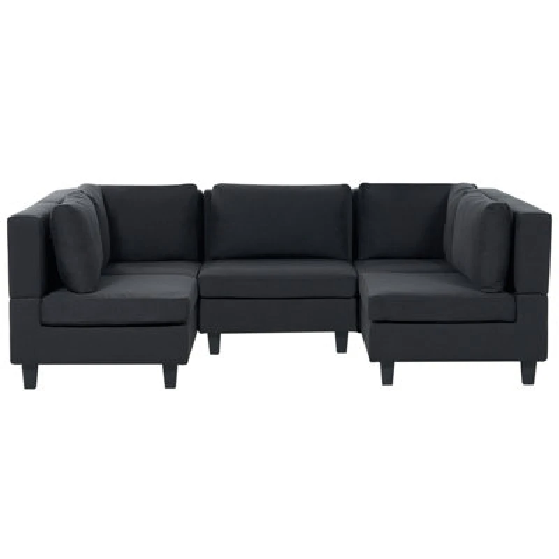 Image of Beliani Modular U-Shape Sofa 5 Seater Unstad Fabric Black