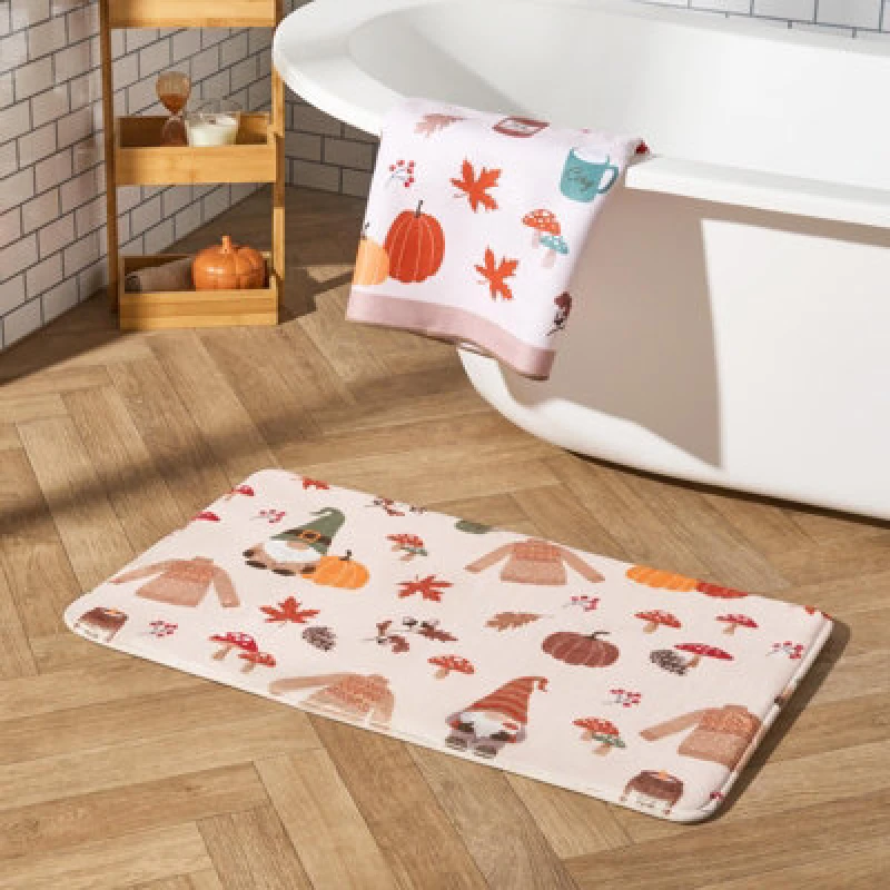 Image of OHS OHS Autumnal Gonk Bath Mats Non-Slip Shower Rug Multi One Size Unisex 5027434225033
