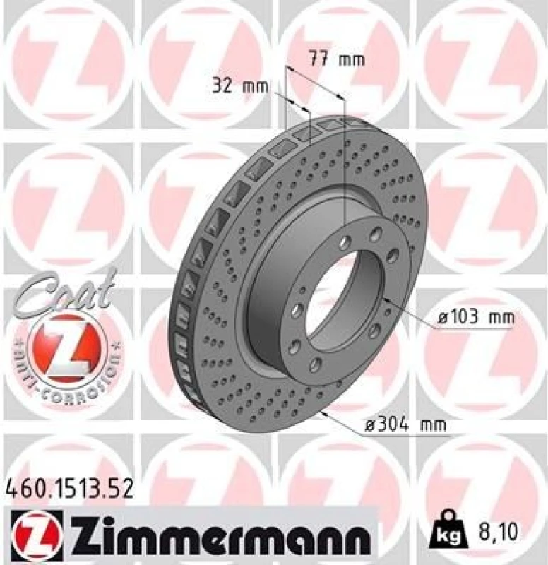 Image of ZIMMERMANN Brake disc ZIMMERMANN 460.1513.52