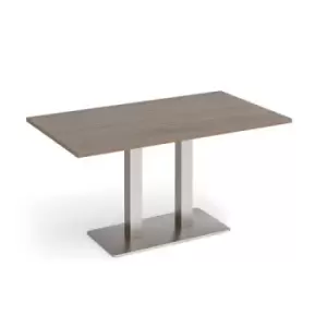 Image of Eros rectangular dining table with flat brushed steel rectangular base and twin uprights 1400mm x 800mm - barcelona walnut