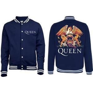 Image of Queen - Crest Unisex XX-Large Varsity Jacket - Blue/White