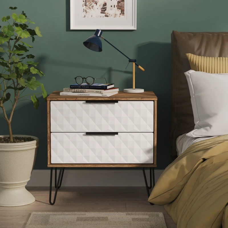 Image of Ready Assembled 2 U Islay 2 Drawer Side Table (Ready Assembled) in White Size: Small White Unisex Small