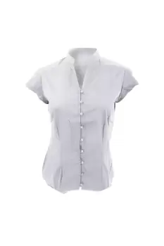 image of Continental Blouse Mandarin Collar Cap Sleeve