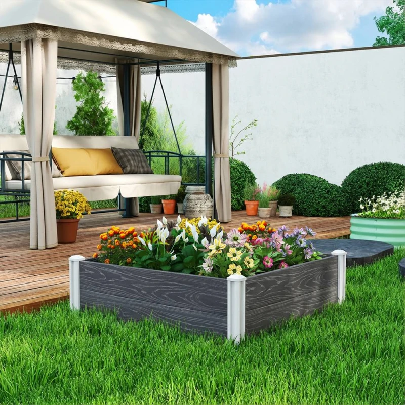 Image of Outsunny Vinyl Raised Garden Bed Kit, 3 X 3 X 1ft Modular Garden Box