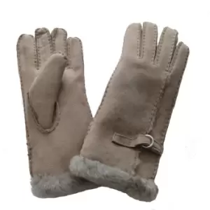 image of Eastern Counties Leather Womens/Ladies Buckle Detail Sheepskin Gloves (L) (Beige)