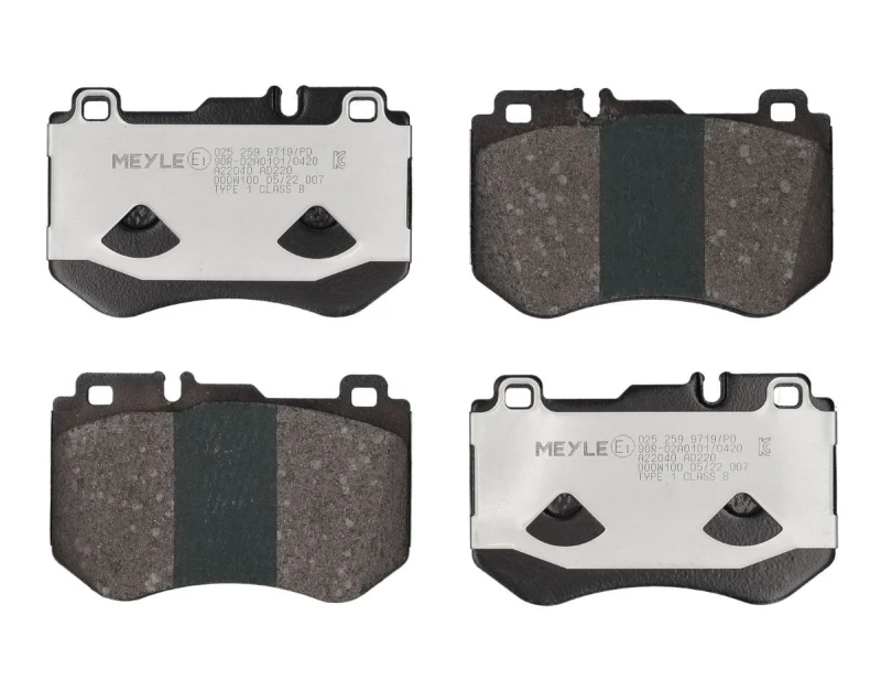 Image of MEYLE 025 259 9719/PD Brake pad set MEYLE-PD: Advanced performance and design. Front Axle, prepared for wear warning indicator, with anti-squeak plate