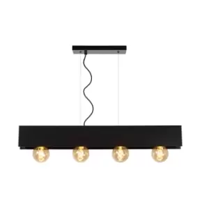 Image of Surtus Industrial Bar Pendant Light - 4xE27 - Black
