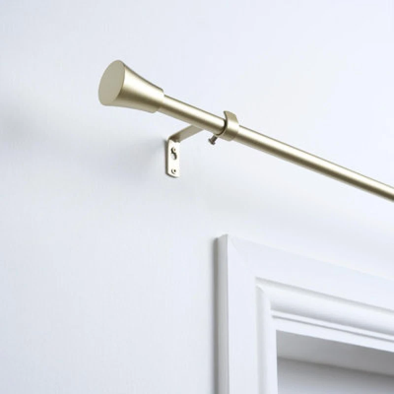 Image of OHS OHS Curtain Pole Extendable Metal Finnials Trumpet End Rings Rod Fittings in Natural Size: 120cm Natural 120cm Unisex 5027434214921
