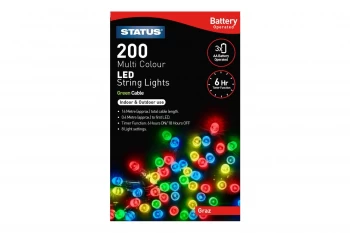 Image of Status Graz 200 LED String Lights - Multicoloured, 16.3m