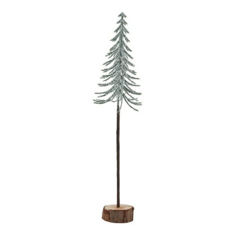 Image of Large Snowy Spindle Tree In Wood Log