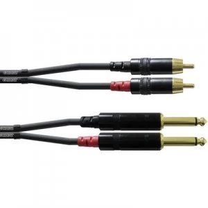 image of Cordial CFU3PC Audio/phono Adapter cable [2x Jack plug 6.35mm - 2x RCA plug (phono)] 3m Black