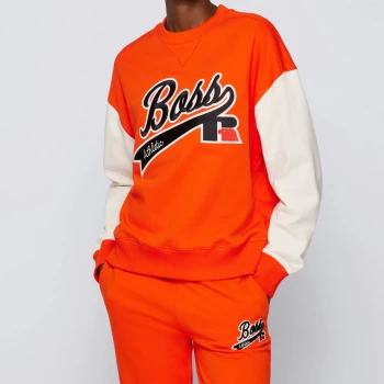 Image of Hugo Boss X Russell Athletic Logo Eraisa Sweatshirt Bright Orange Size XS Women