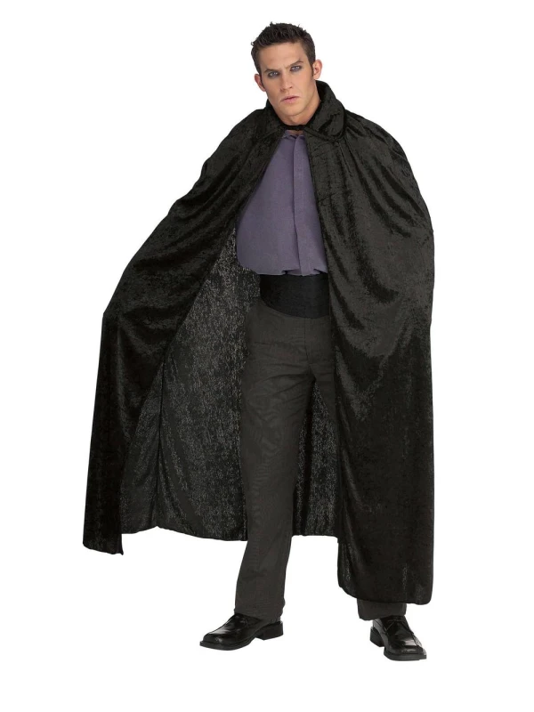 Image of Rubies Black Long Crushed Velvet Cape Multi unisex