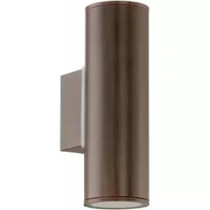 image of Loops - IP44 Outdoor Wall Light Antique Brown Steel Up & Down Lamp 1 x 60W E27 Bulb