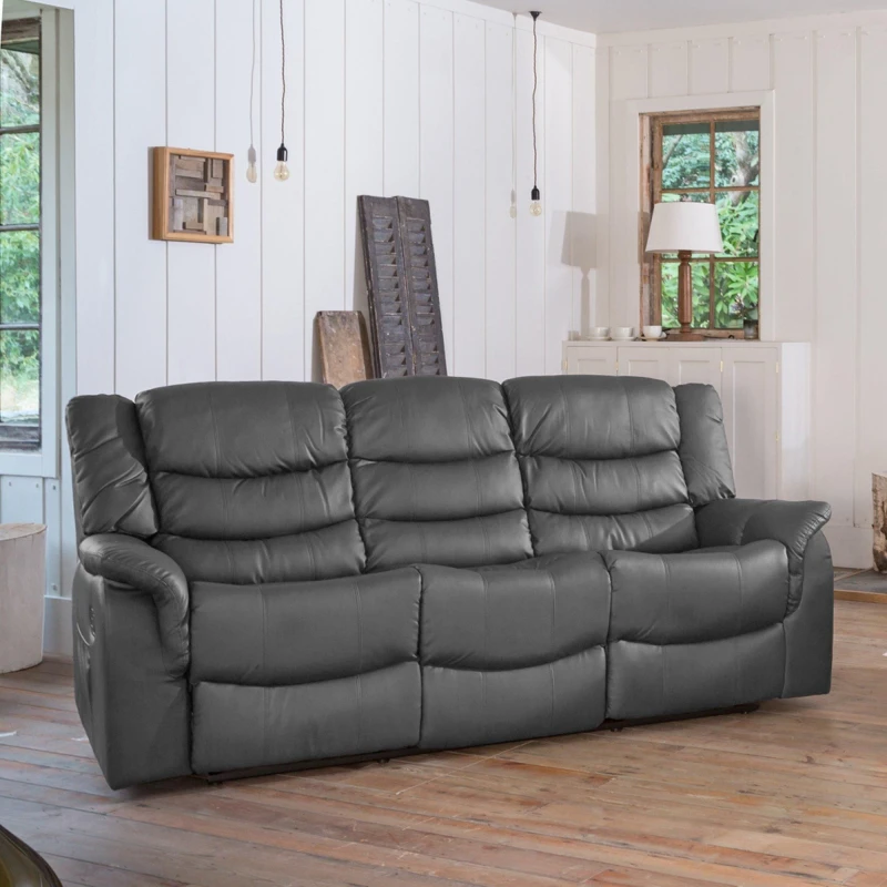 Image of Artemis Home Almeira 3 Seat Recliner Sofa in Grey Grey Unisex