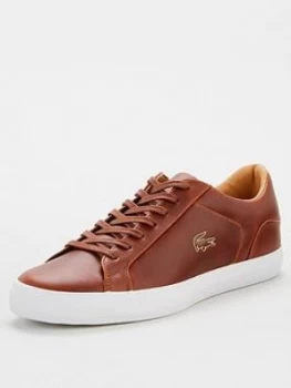 Image of Lacoste Lerond Leather Trainers - Brown