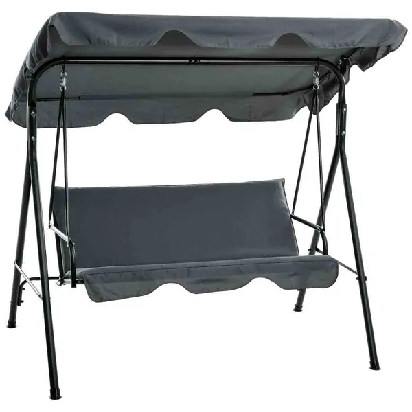 Image of Outsunny 3 Seat Metal Hammock Swing Chair - Grey 84A-054V04GY
