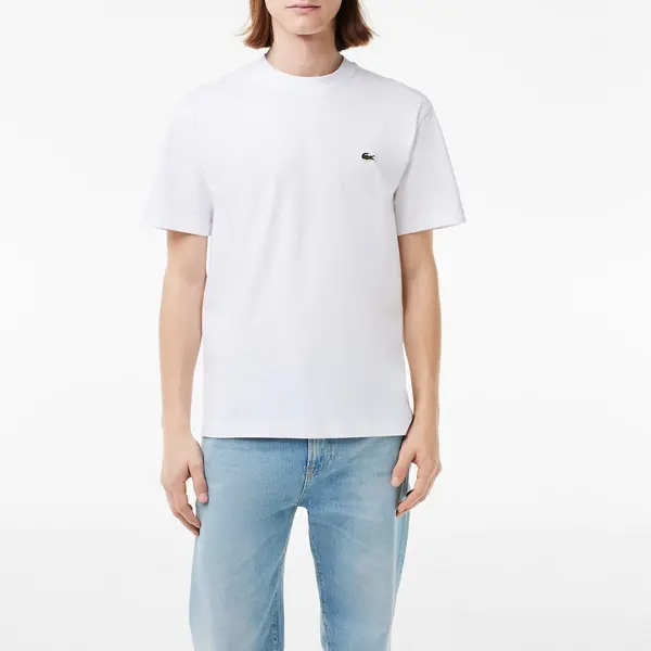 Image of Embroidered Logo Cotton T-Shirt in Jersey with Crew Neck